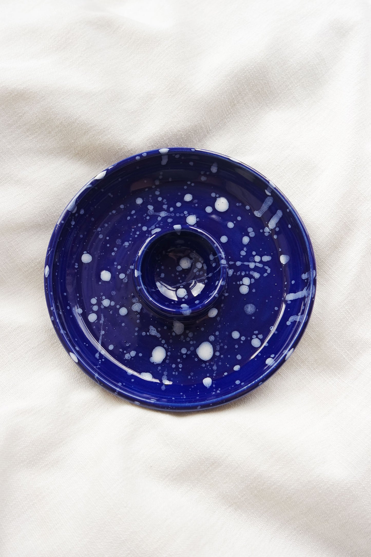 Snack Dippy Plate | Cobalt and White Splatter