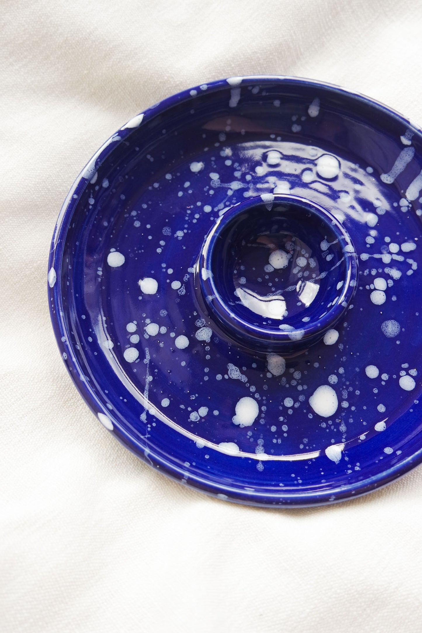Snack Dippy Plate | Cobalt and White Splatter