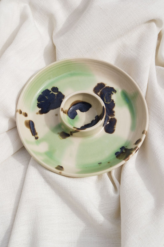 Snack Dippy Plate | Green Splatter 1