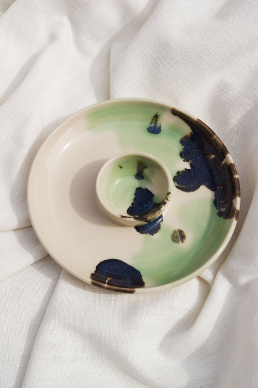 Snack Dippy Plate | Green Splatter 2
