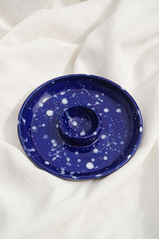 Snack Dippy Plate | Cobalt and White Splatter