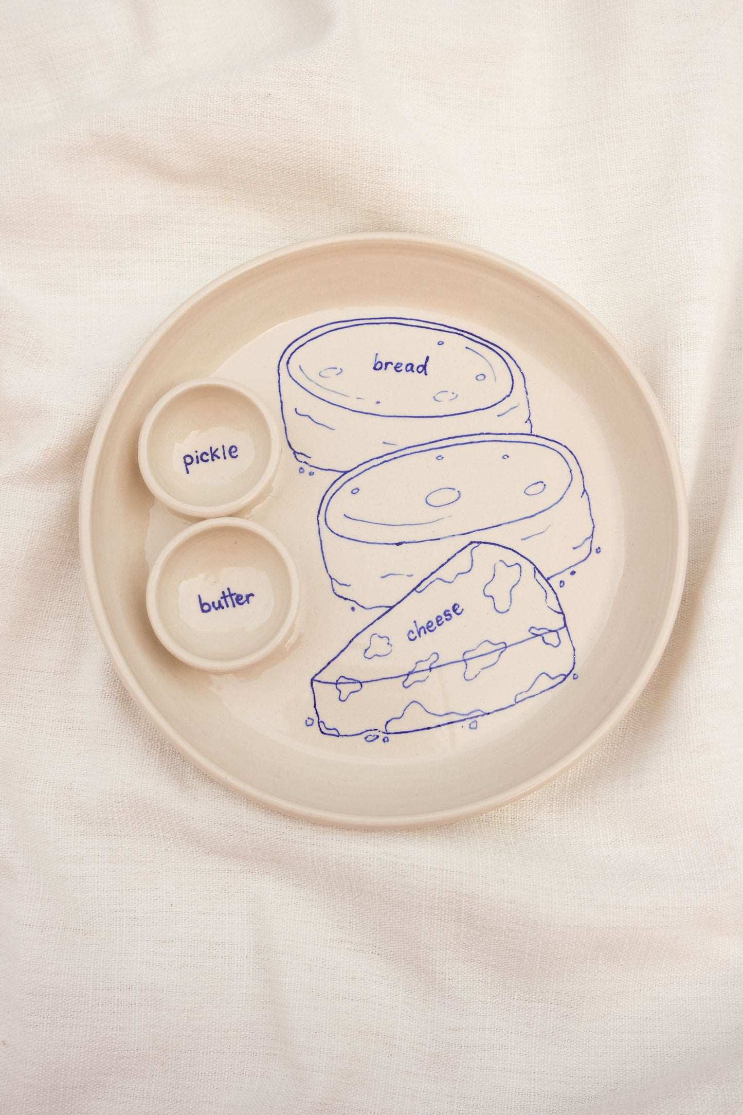 Bread, Cheese & Pickle Double Dippy Snack Plate