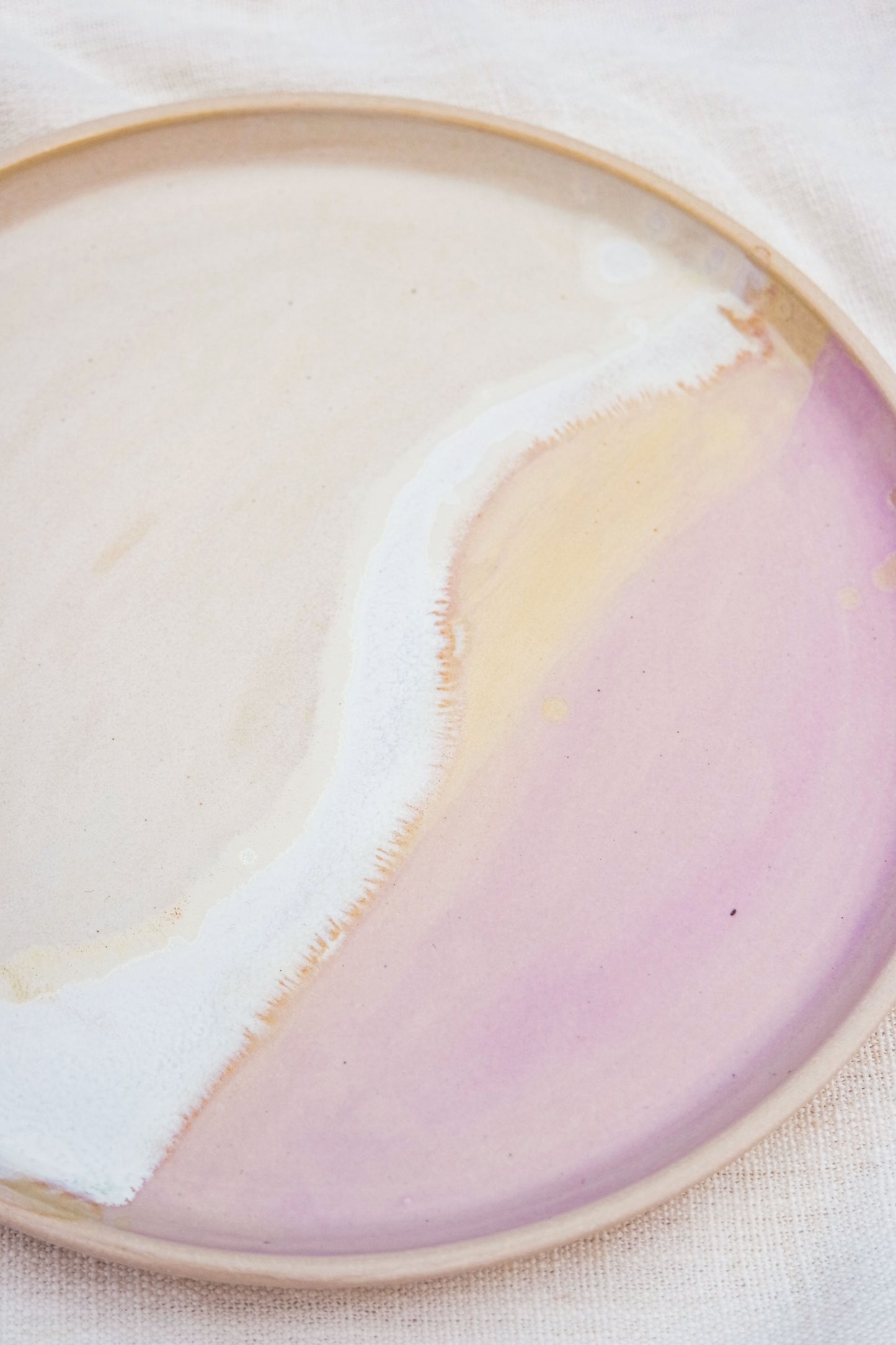 Lilac and Cream  Matte Wash Side Dinner Plate