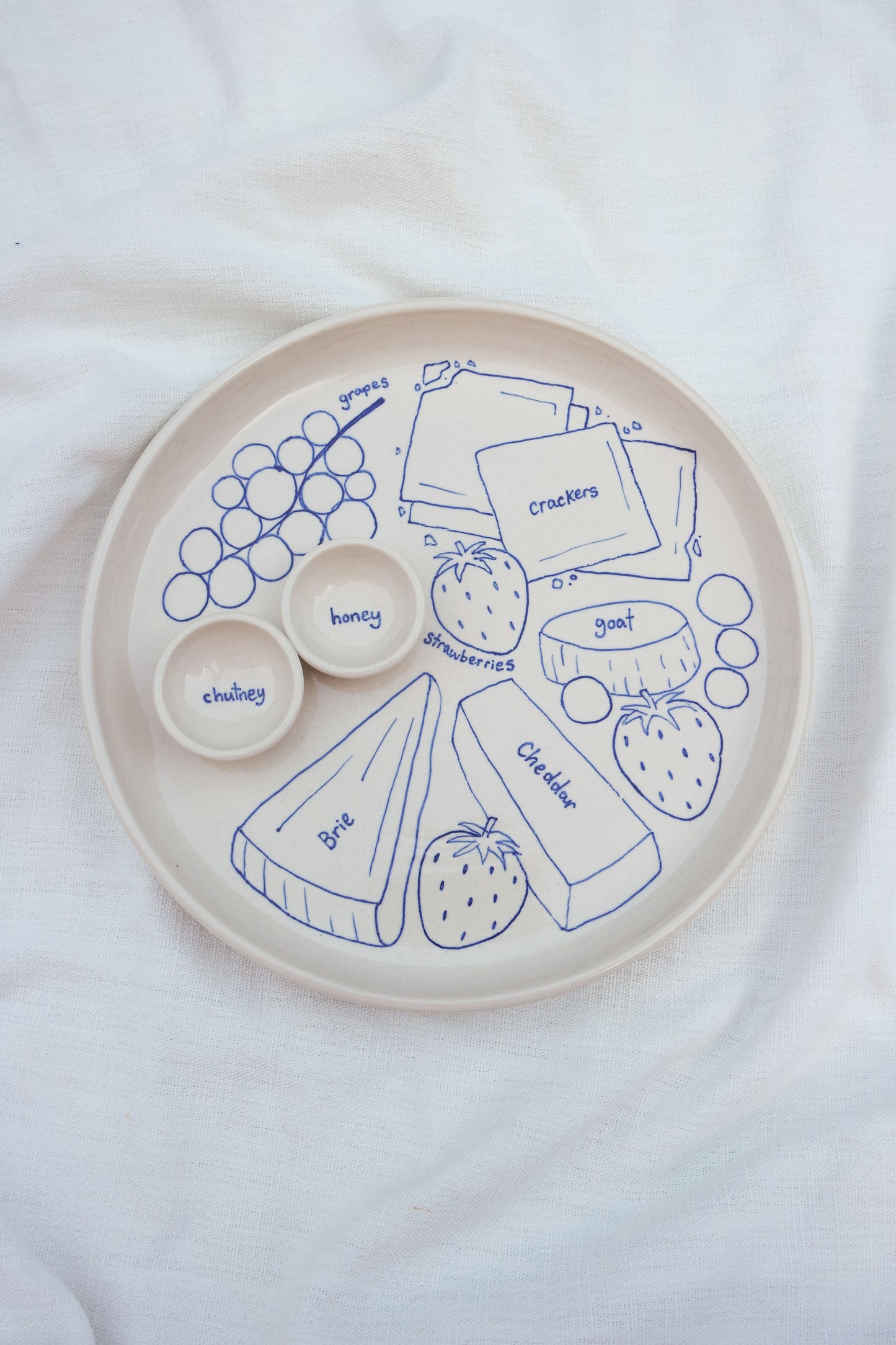 Cheese, Grapes & Strawberries Cheeseboard Dippy Dinner Plate *seconds