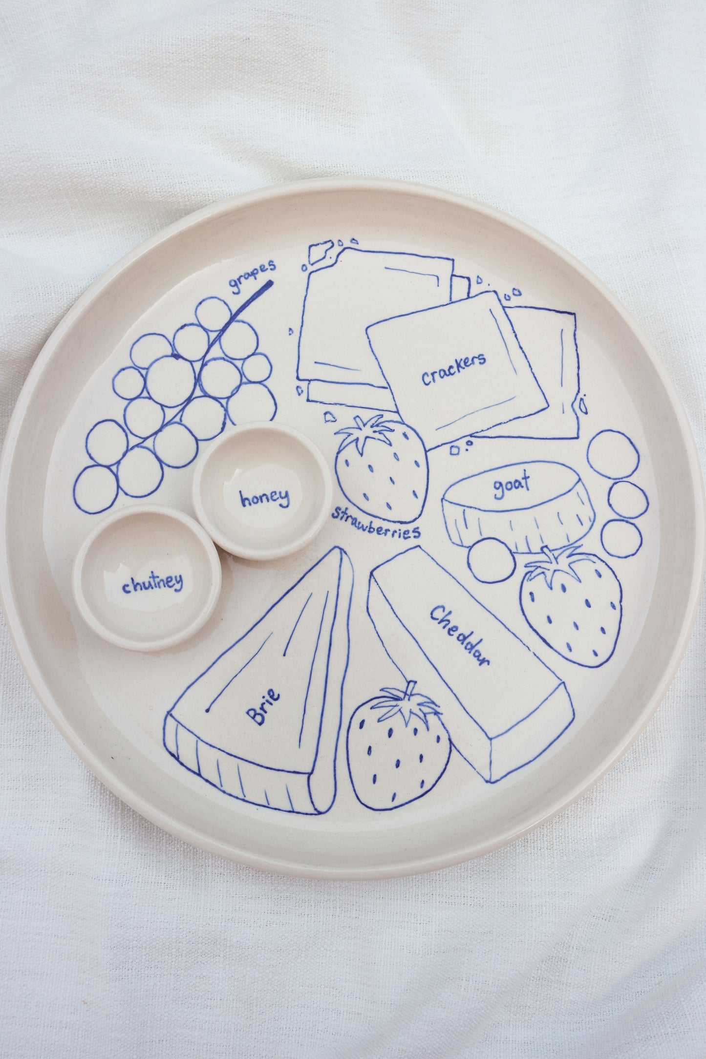 Cheese, Grapes & Strawberries Cheeseboard Dippy Dinner Plate *seconds