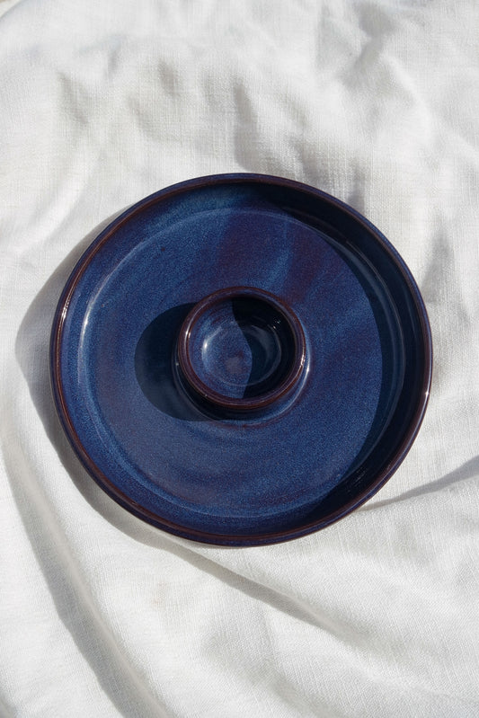 Snack Dippy Plate in Blue Ember