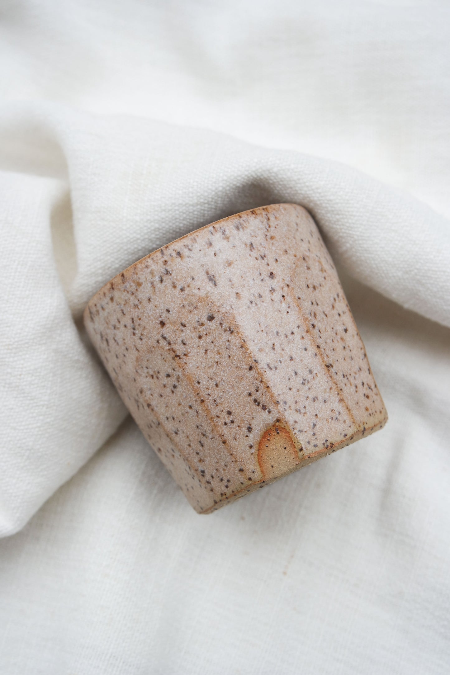 Fluted Flat White Cup in Speckled Blush