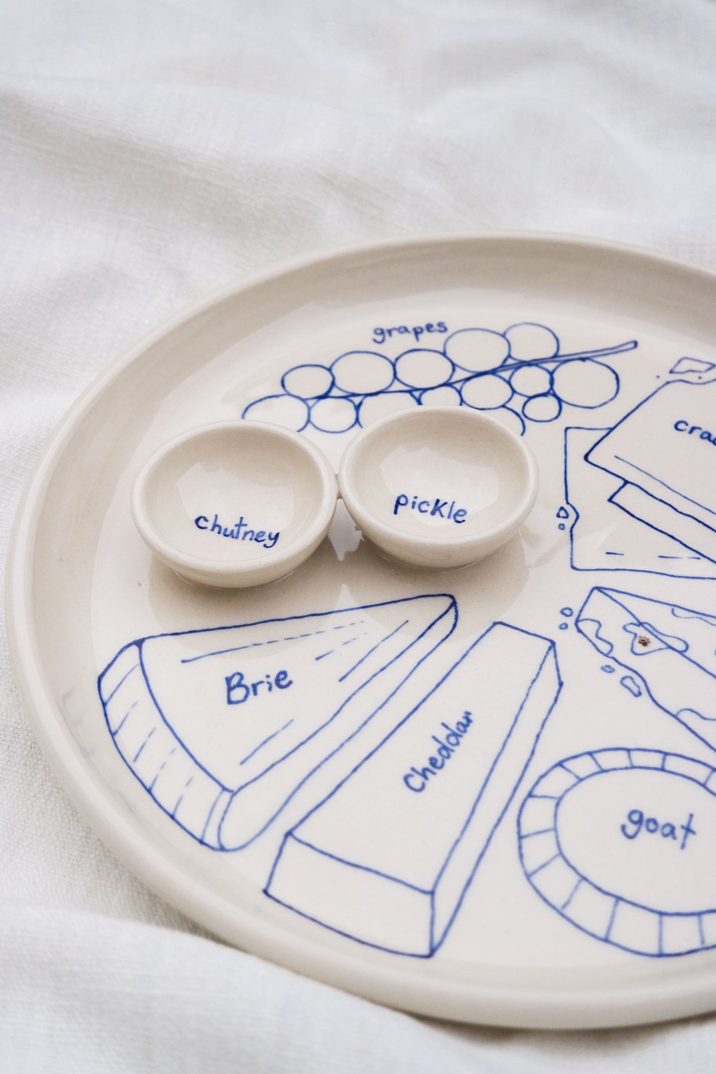 Cheese & Pickle Dip Cheeseboard Dippy Dinner Plate *seconds