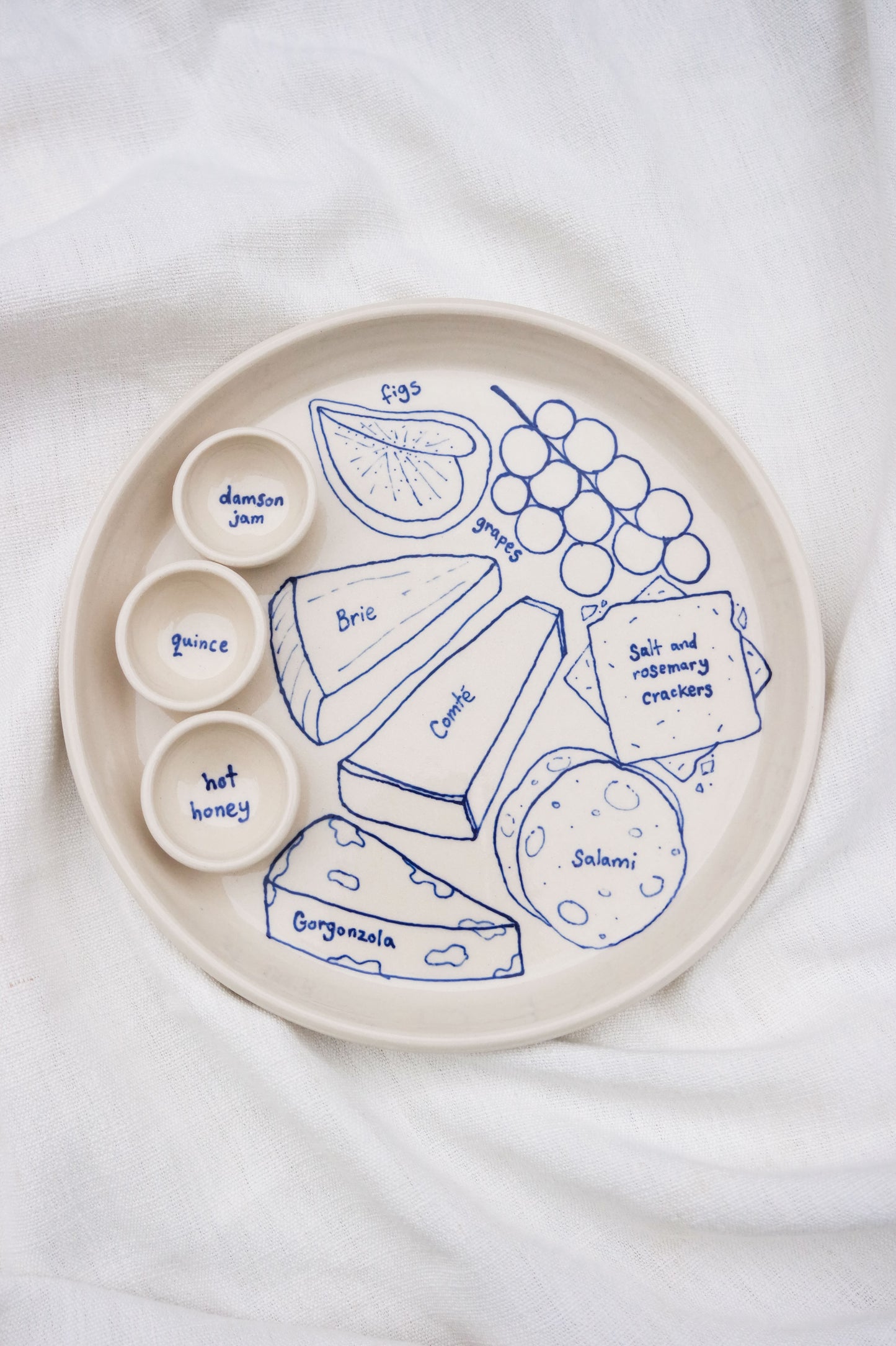 Cheese, Salami and Jams Cheeseboard Triple Dippy Dinner Plate